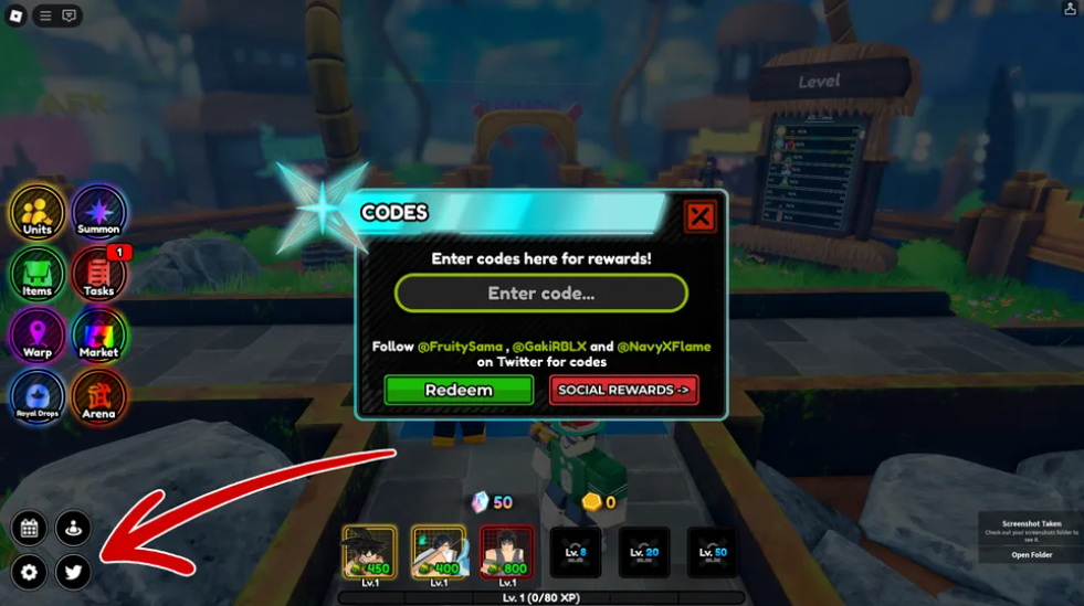 How to redeem codes in Tower Defense X